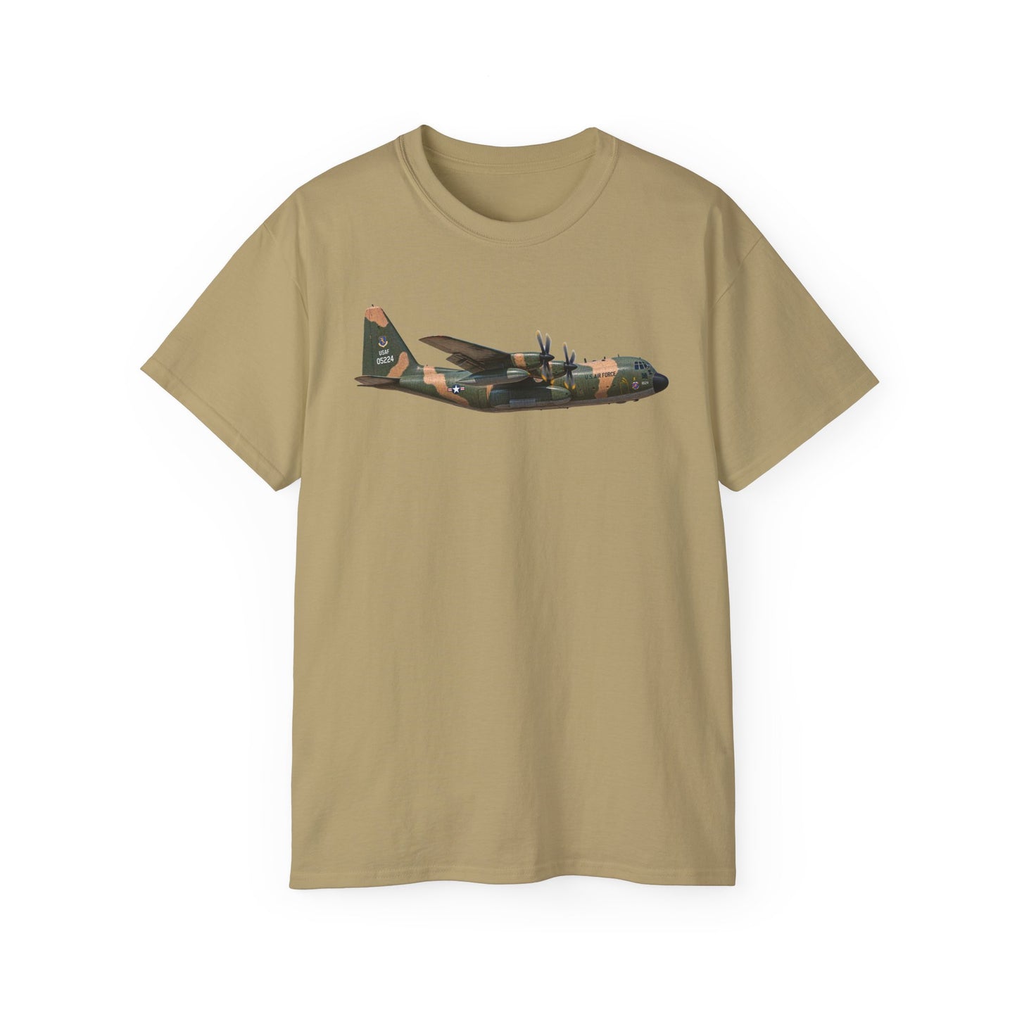 Unisex Ultra Cotton Tee - C-130  Aircraft - Camo - Right Side
