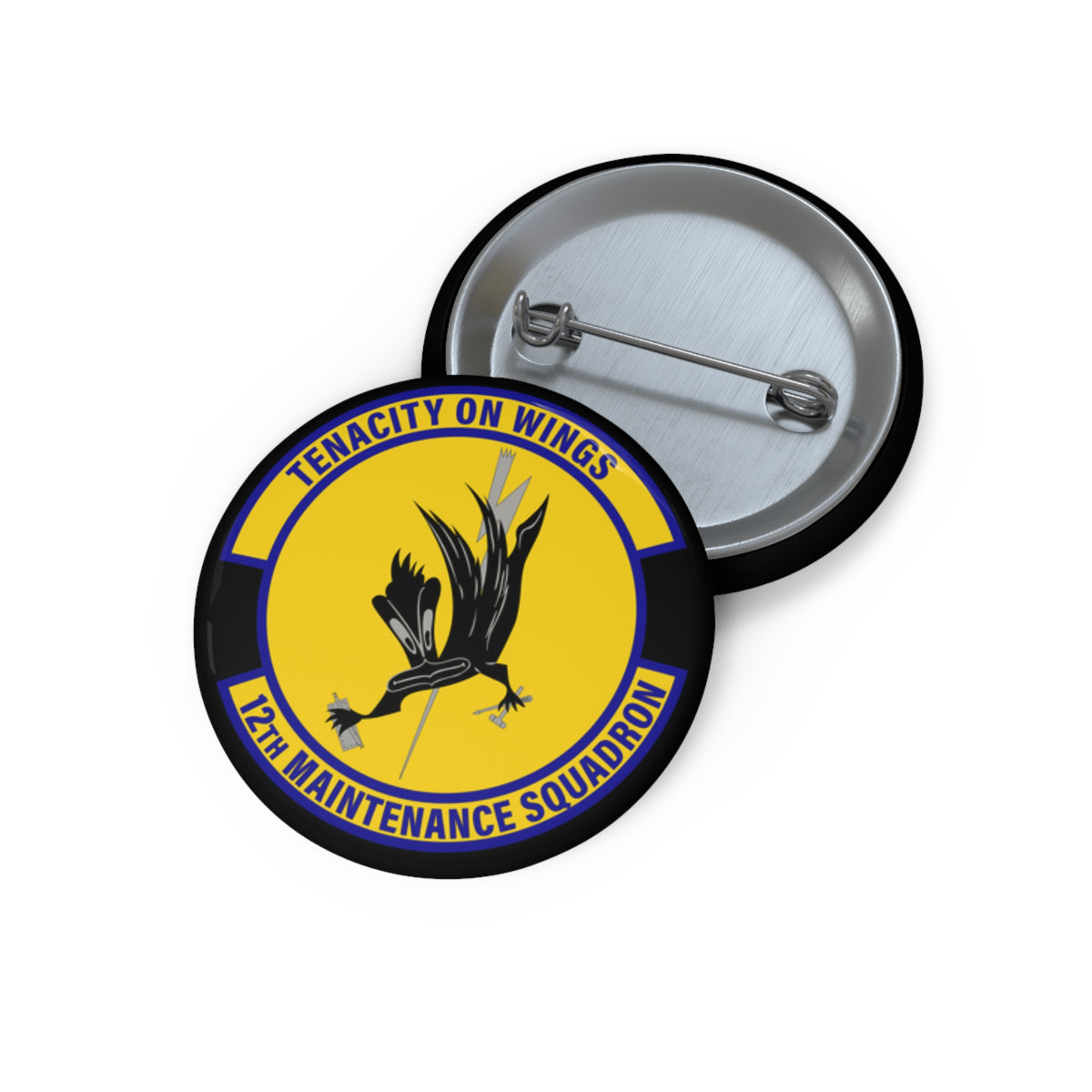 Custom Pin Button - USAF - 12th Maintenance Sq wo txt