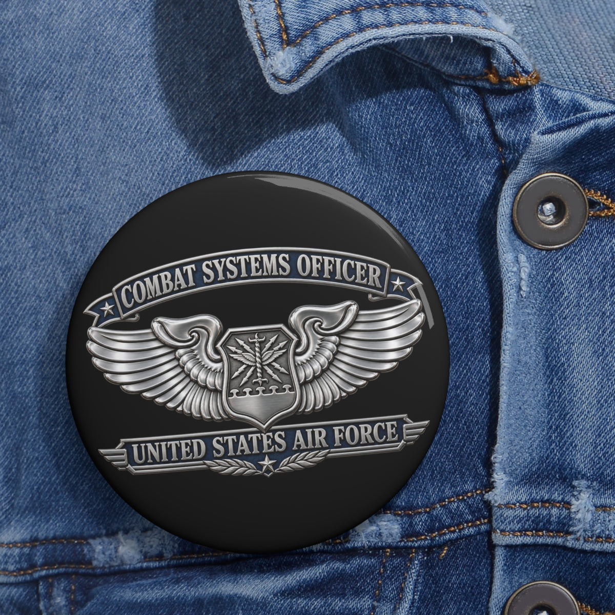 Custom Pin Button - USAF - Combat Systems Officer Badge - United States Air Force - 3D - Enhanced