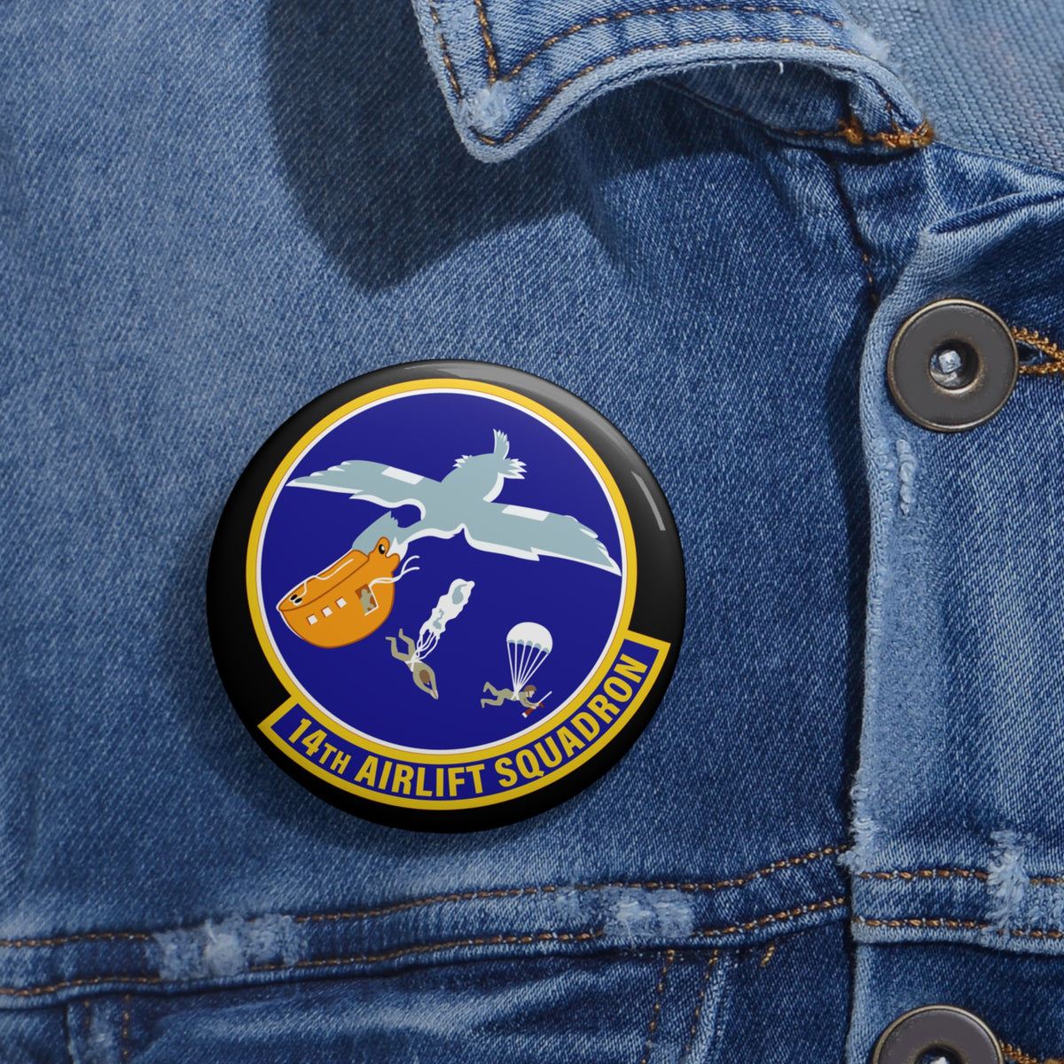 Custom Pin Button - USAF - 14th Airlift Squadron wo txt