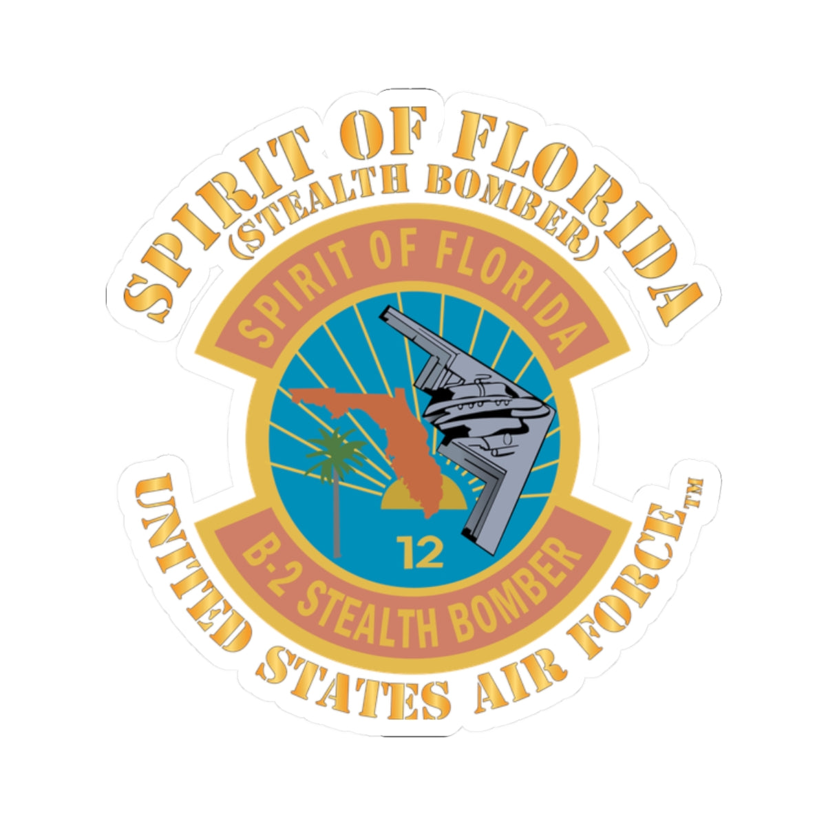 Kiss-Cut Stickers - USAF - B2 - Spirit of Florida - Stealth Bomber X 300