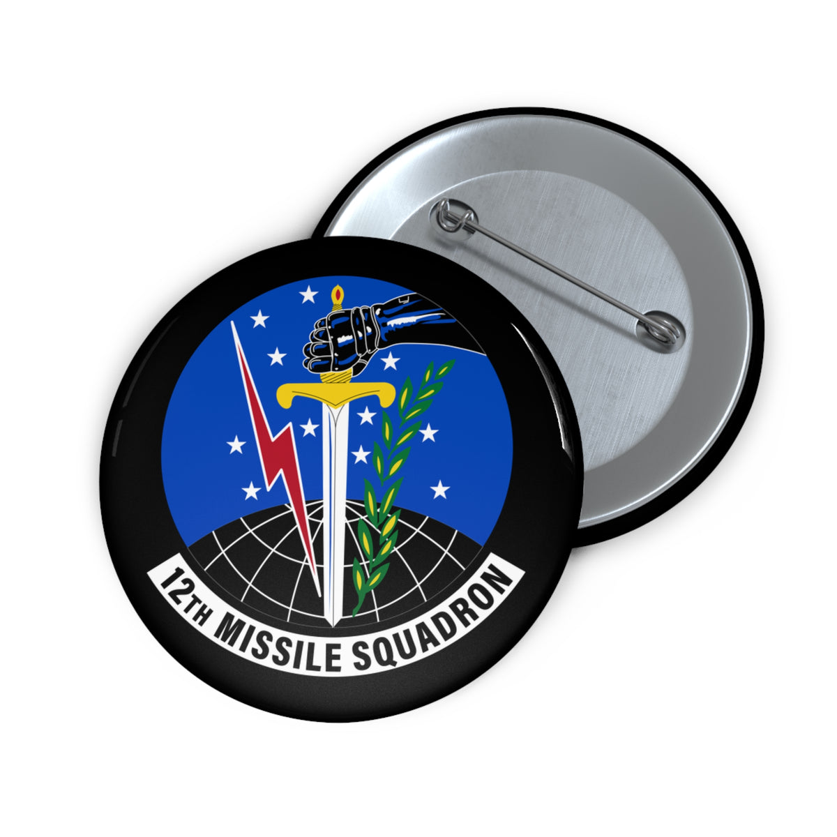 Custom Pin Button - USAF - 12th Missile Squadron wo txt