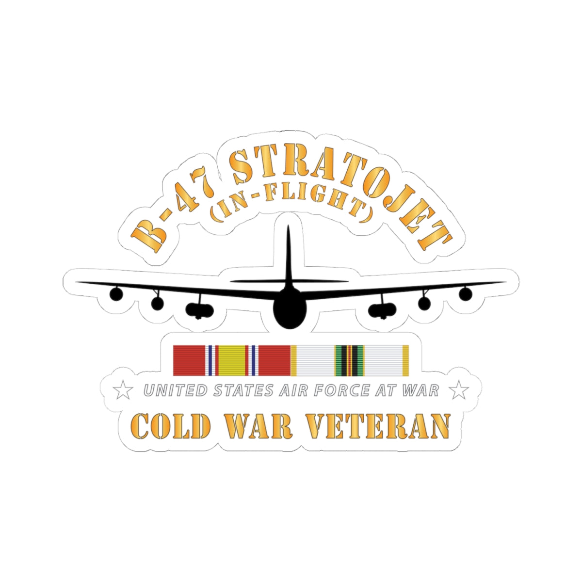 Kiss-Cut Stickers - USAF - B-47 Stratojet - In Flt - Silhouette - Cold War Veteran X 300