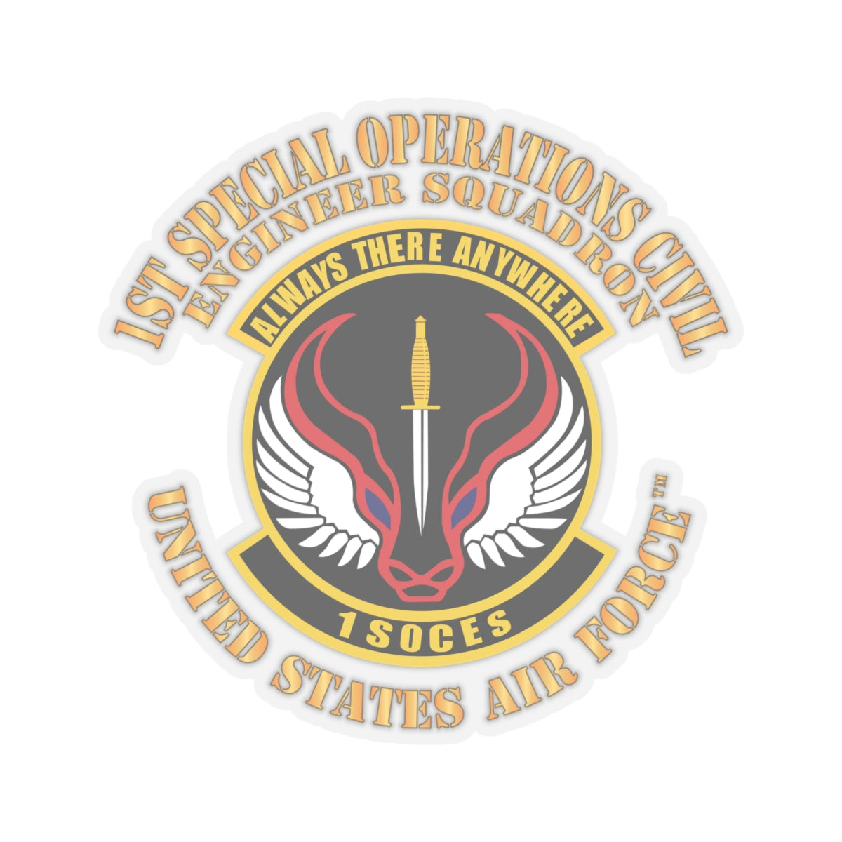 Kiss-Cut Stickers - USAF - 1st Special Operations Civil Engineer Sq X 300