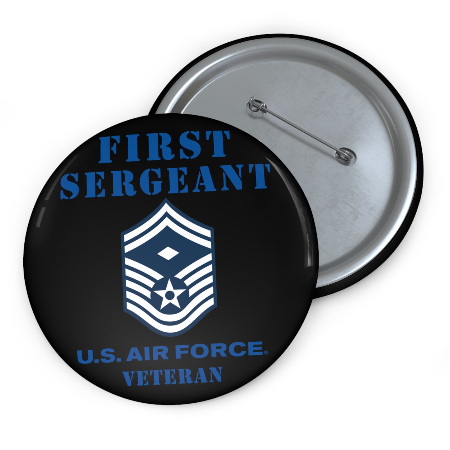 Custom Pin Button - USAF - First Sergeant (E8b) - 2020 - Veteran