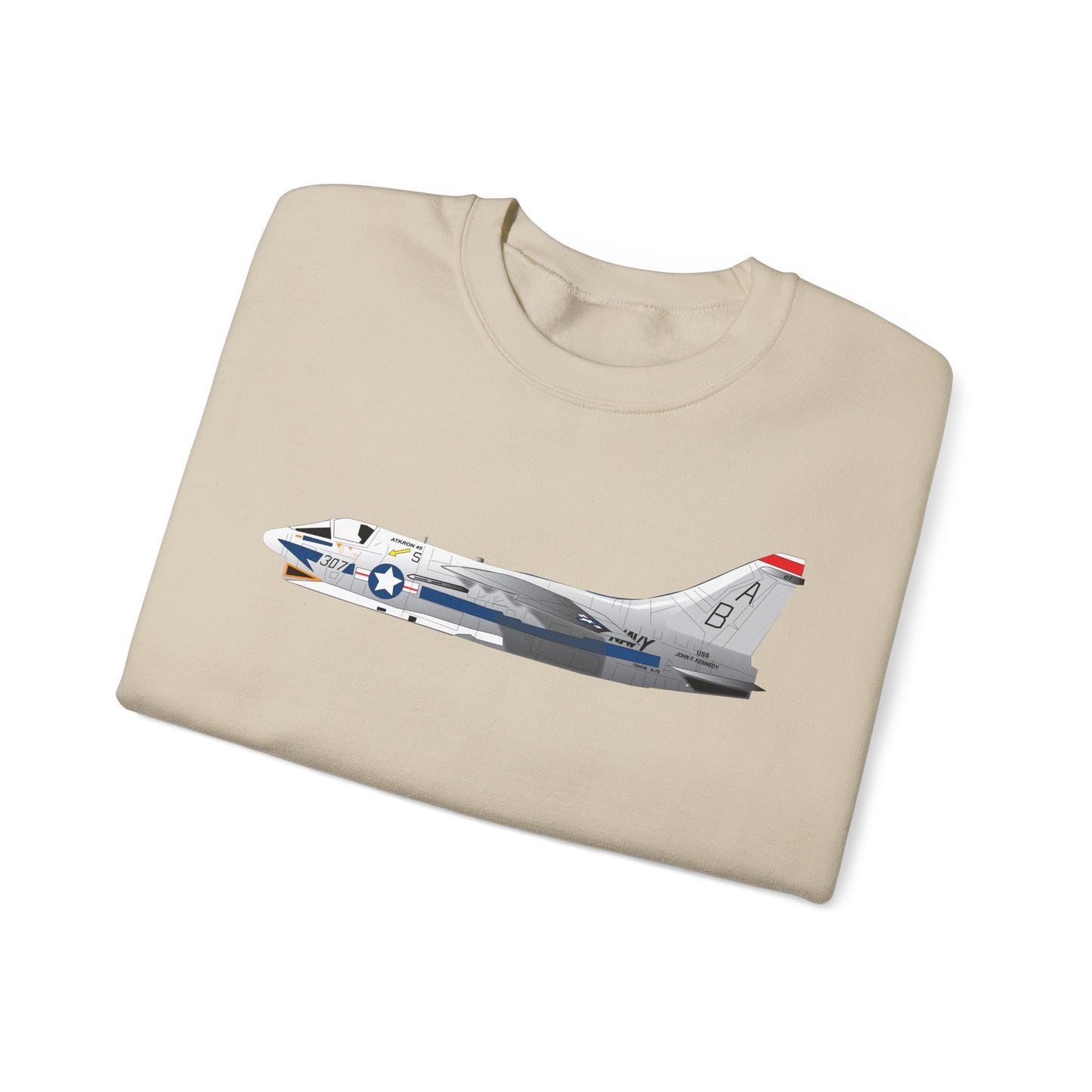 Crewneck Sweatshirt - Aircraft - Navy - A-7B Corsair II - Side X 300