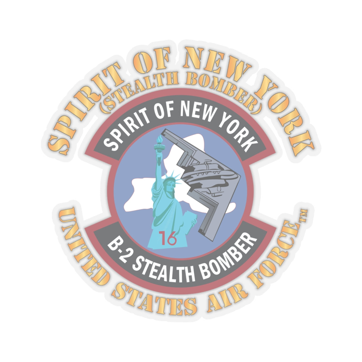 Kiss-Cut Stickers - USAF - B2 - Spirit of New York - Stealth Bomber X 300