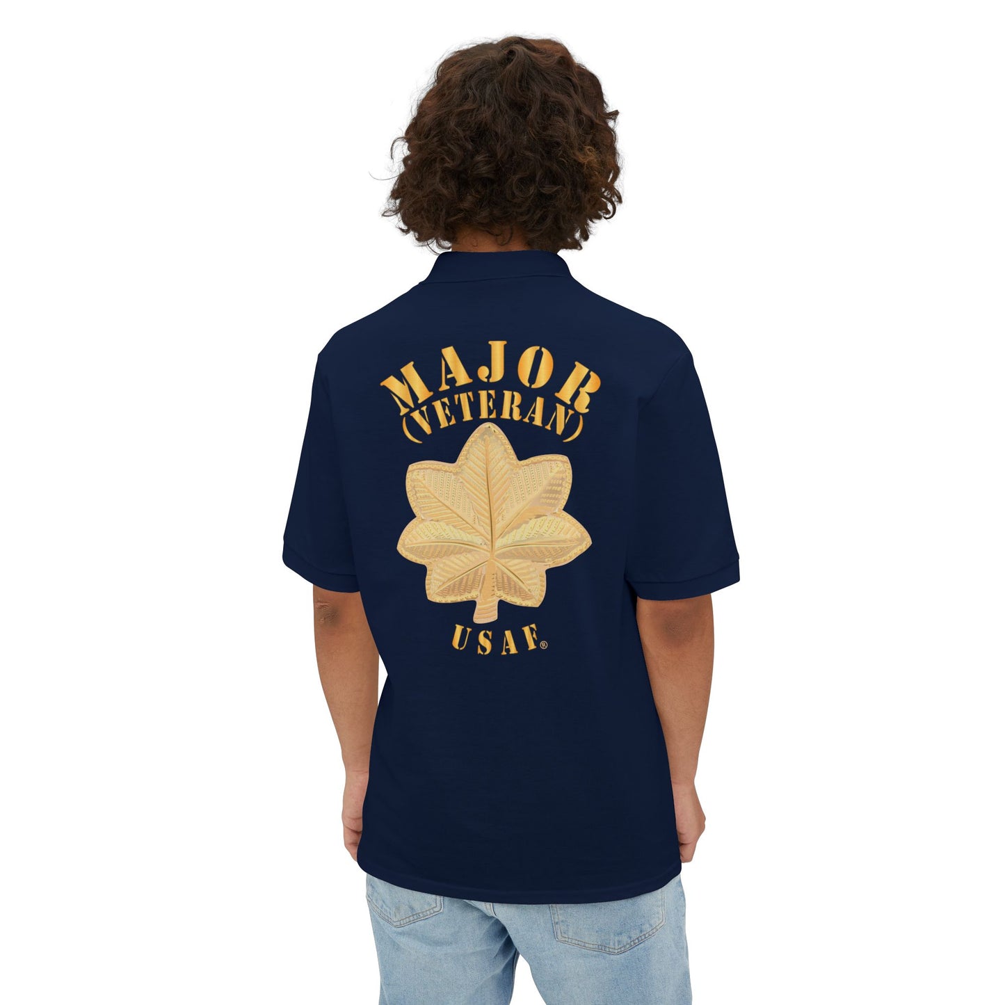 Men's Piqué Polo - USAF - Major - Veteran - USAF X 300