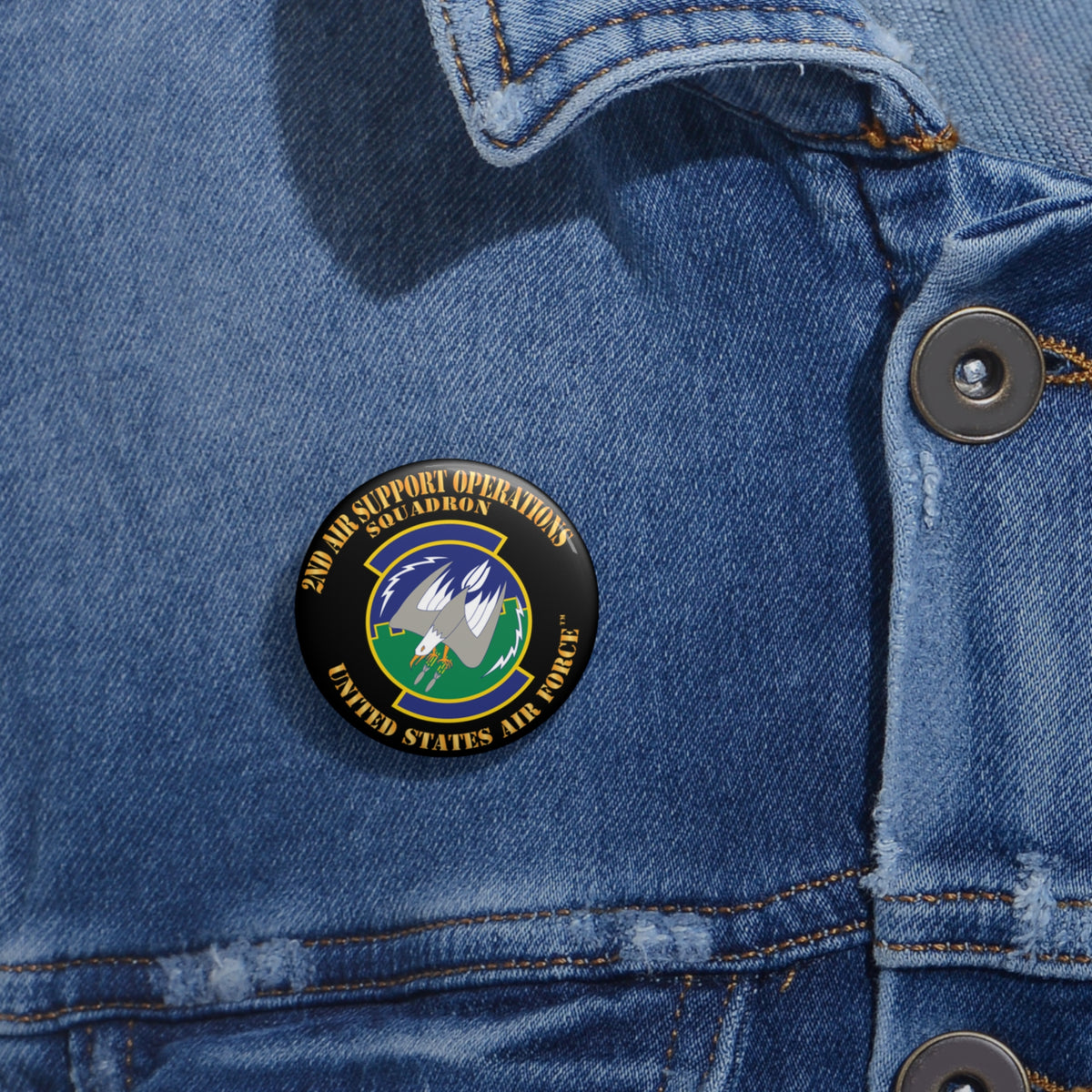Custom Pin Button - USAF - 2nd Air Support Operations Squadron