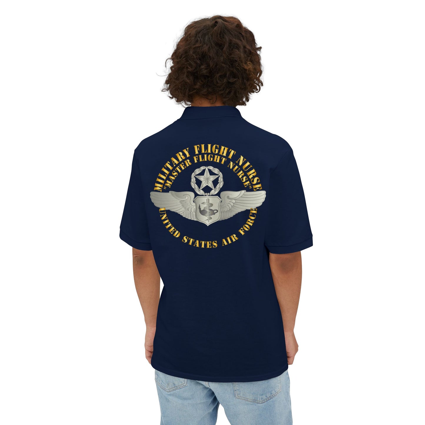 Men's Piqué Polo -USAF - Military Flight Nurse - Flight Nurse - Master