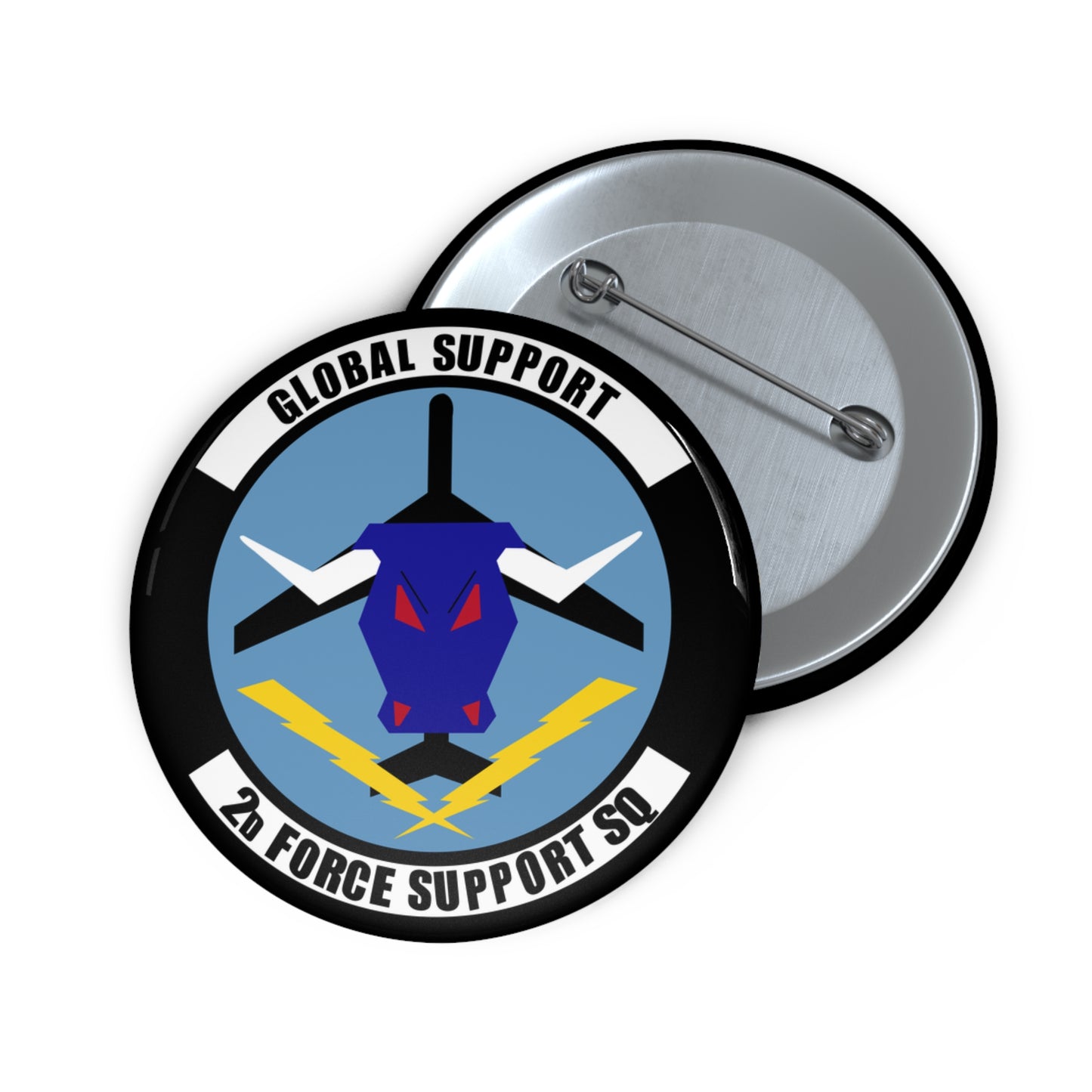 Custom Pin Button - USAF - 2d  Force Support Squadron wo txt