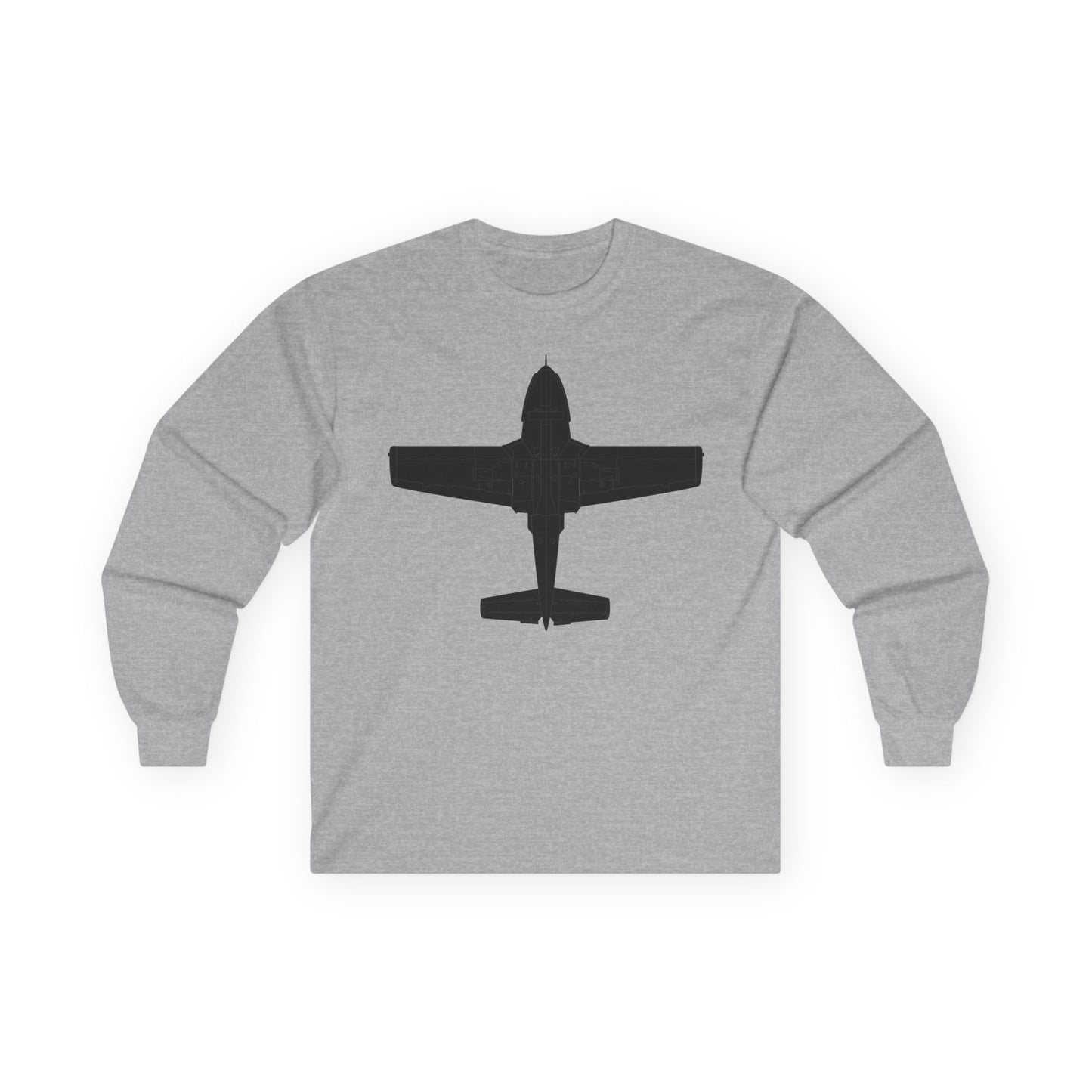 Unisex Ultra Cotton Long Sleeve Tee - Aircraft - T-37-Trainer - Bottom - Black - Metal X 300