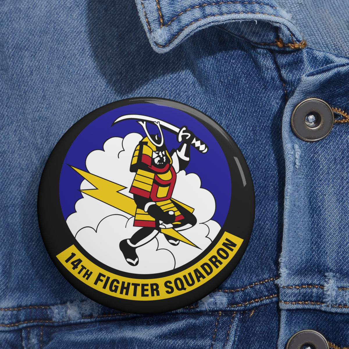 Custom Pin Button - USAF - 14th Fighter Squadron wo txt