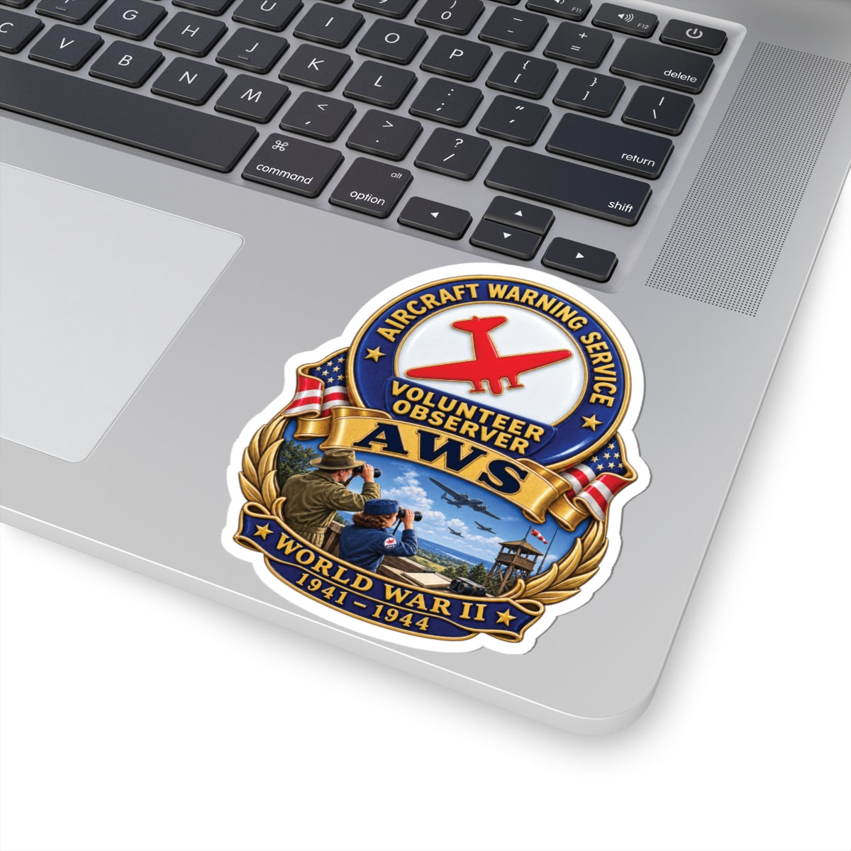 Kiss-Cut Stickers - Aircraft Warning Service (AWS) WWII - 3D - Enhanced