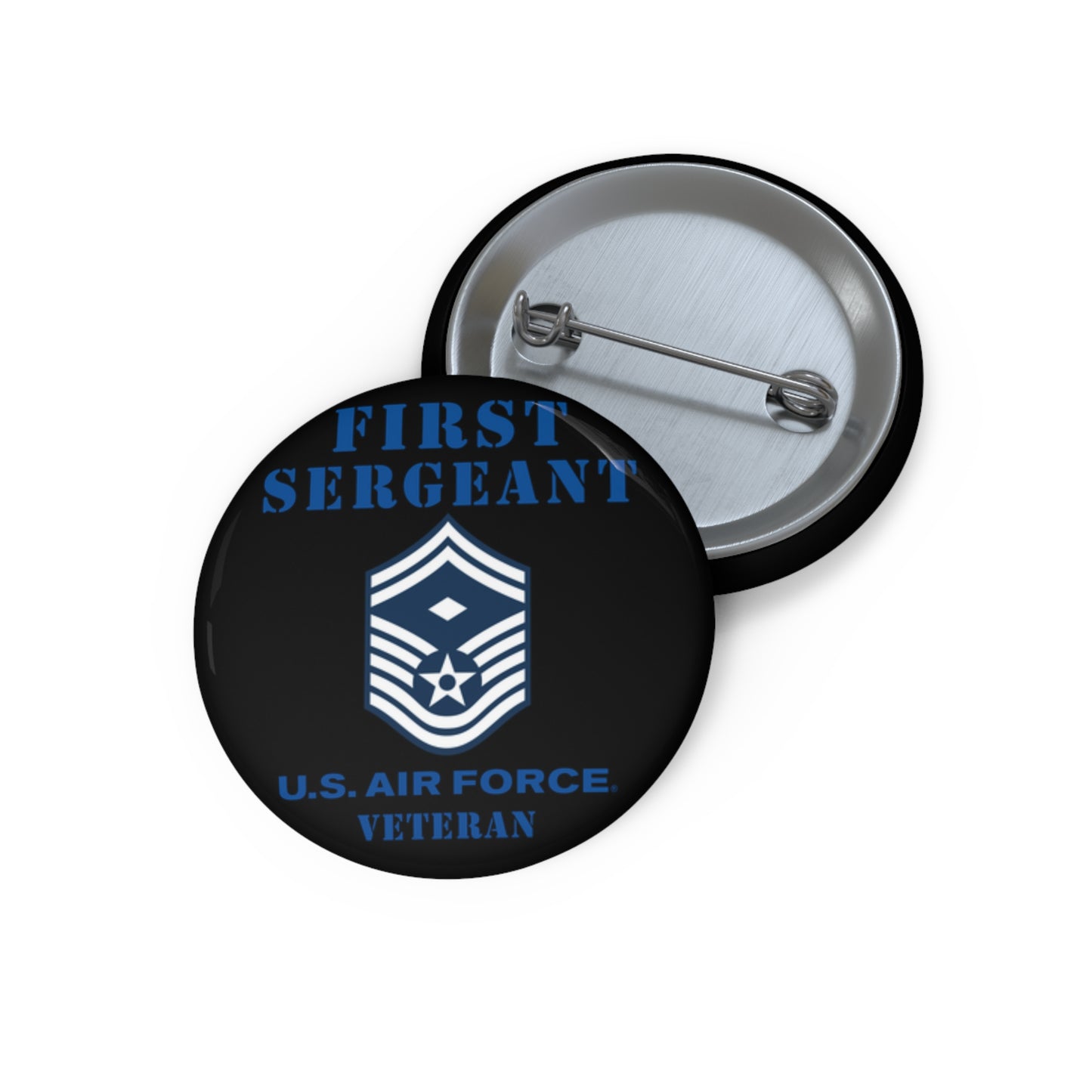 Custom Pin Button - USAF - First Sergeant (E8b) - 2020 - Veteran