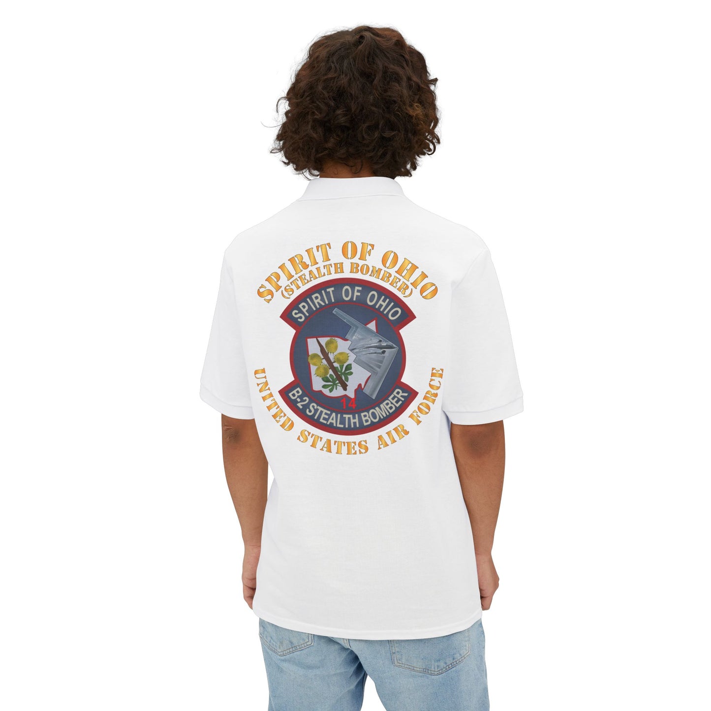 Men's Piqué Polo - USAF - B2 - Spirit of Ohio - Stealth Bomber X 300