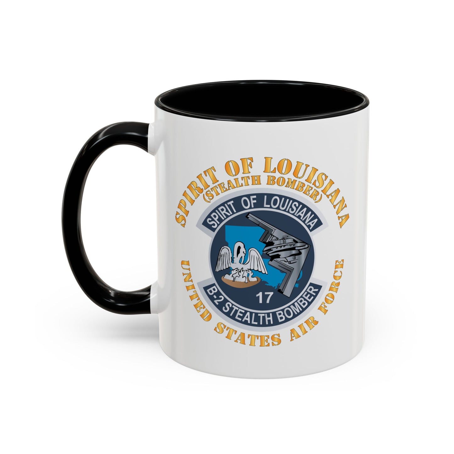 Accent Coffee Mug (11oz & 15oz) - USAF - B2 - Spirit of Louisiana - Stealth Bomber X 300