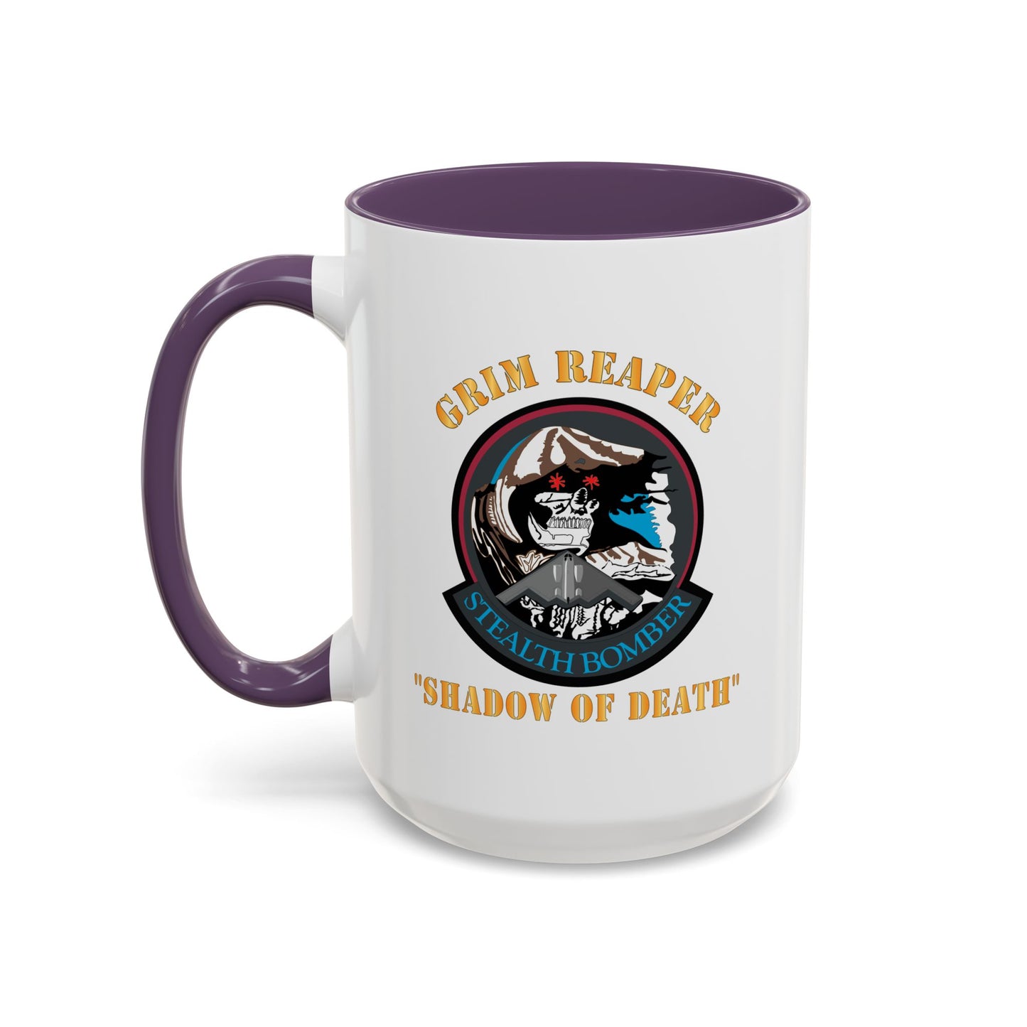 Accent Coffee Mug (11oz & 15oz) - USAF - B2 - Grim Reaper - Stealth Bomber X 300