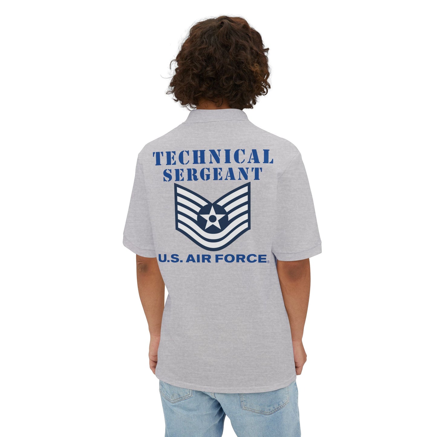 Men's Piqué Polo - USAF - Technical Sergeant (E6) - 2020 - US Air Force w Text X 300