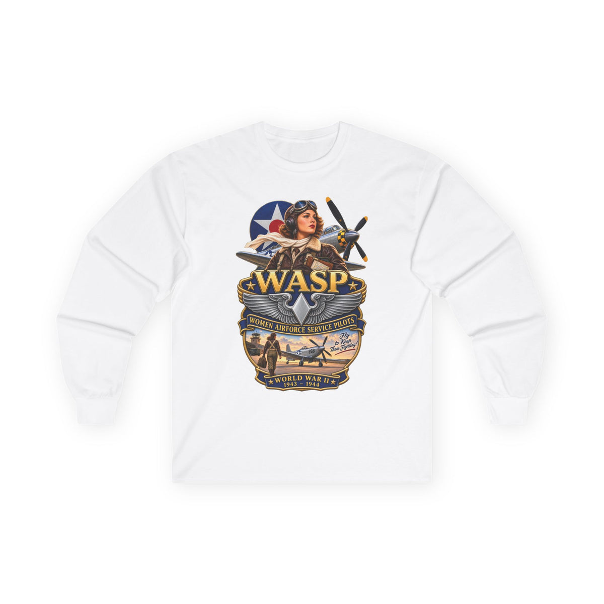 Unisex Ultra Cotton Long Sleeve Tee - WASP - Women Airforce Service Pilot - WWII - 3D - Enhanced
