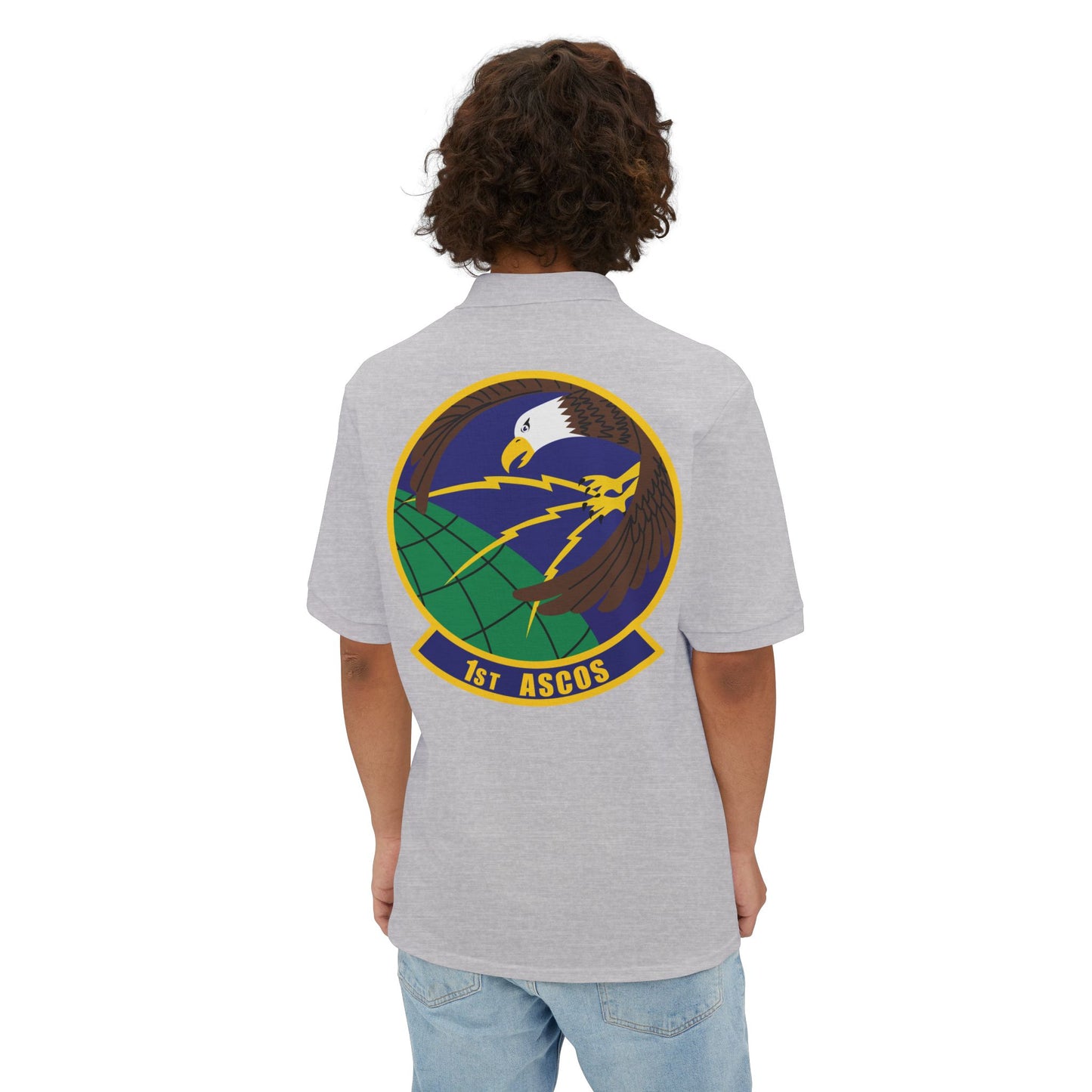 Men's Piqué Polo - USAF - 1st Air & Space Communications Operations Sq wo txt X 300
