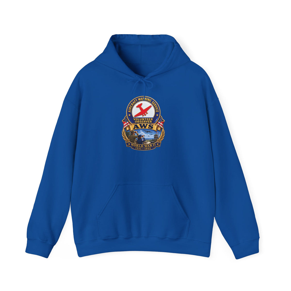 Unisex Heavy Blend Hooded Sweatshirt - Aircraft Warning Service (AWS) WWII - 3D - Enhanced