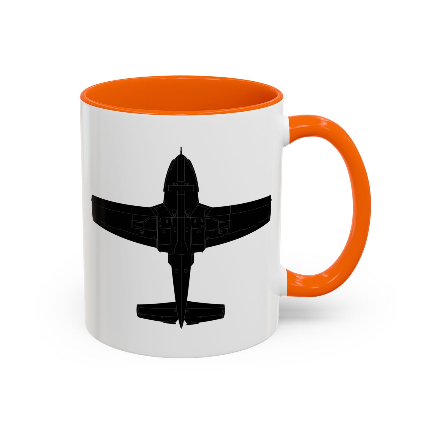 Accent Coffee Mug (11oz & 15oz) - Aircraft - T-37-Trainer - Bottom - Black - Metal X 300