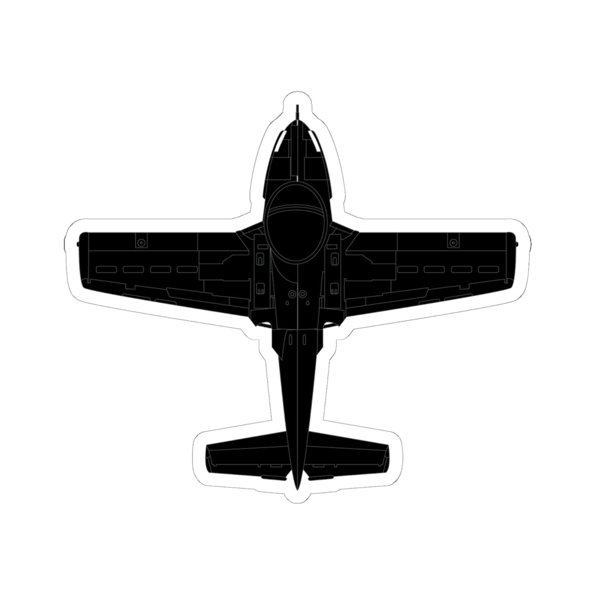 Kiss-Cut Stickers - Aircraft - T-37-Trainer - Top - Black - Metal X 300