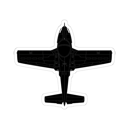 Kiss-Cut Stickers - Aircraft - T-37-Trainer - Top - Black - Metal X 300