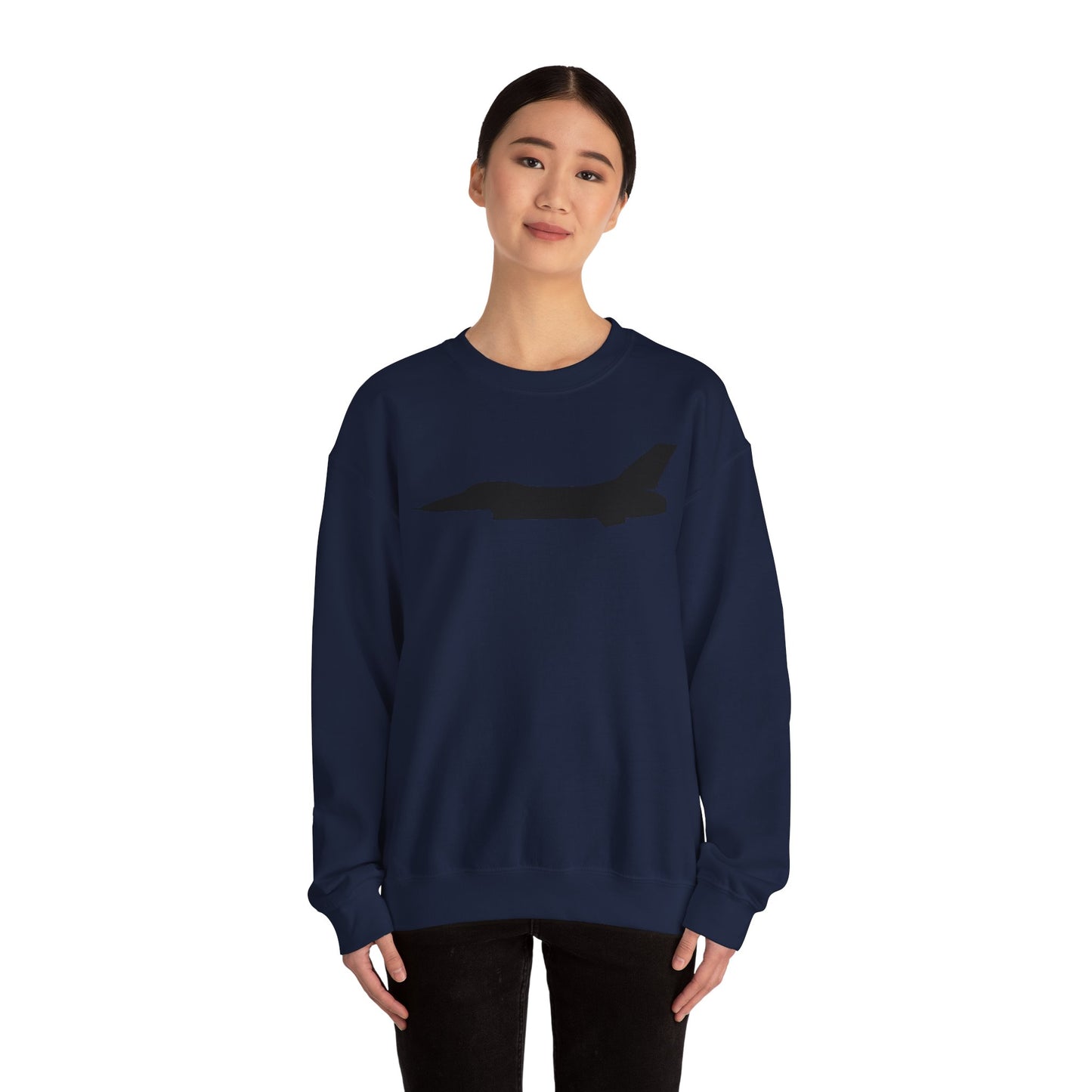 Crewneck Sweatshirt - Aircraft - F-16 - Side - Black - wo Txt X 300