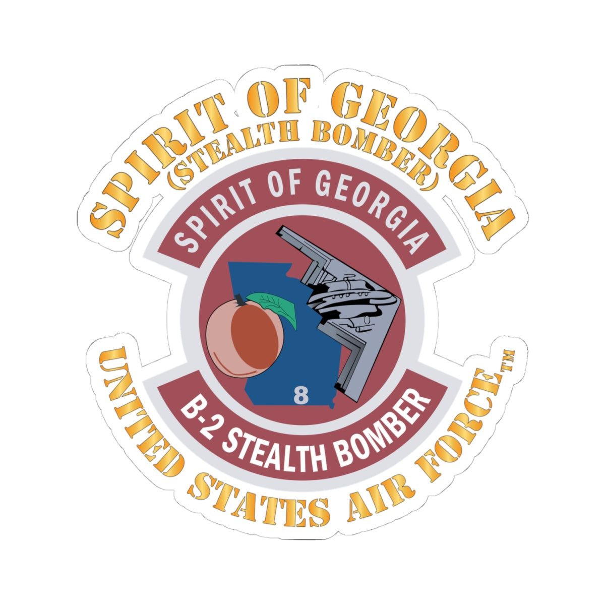 Kiss-Cut Stickers - USAF - B2 - Spirit of Georgia - Stealth Bomber X 300