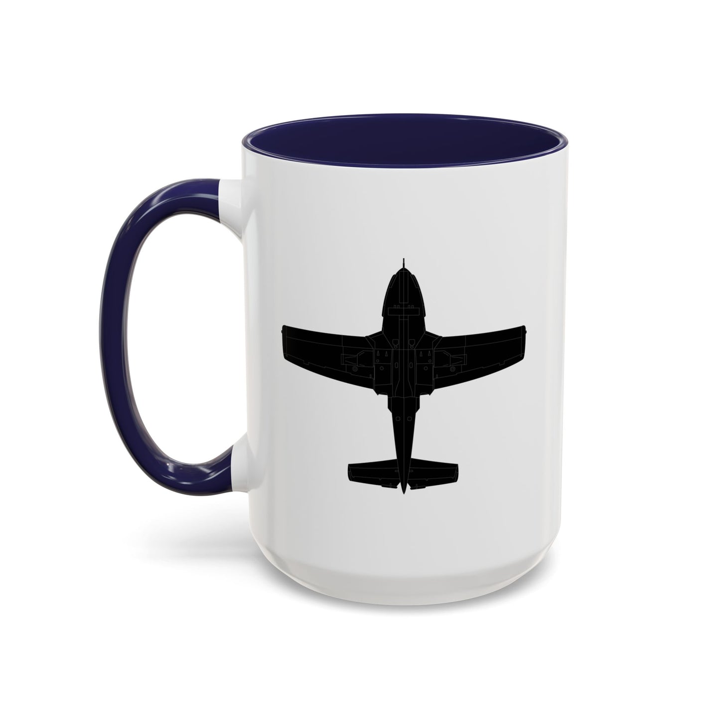 Accent Coffee Mug (11oz & 15oz) - Aircraft - T-37-Trainer - Bottom - Black - Metal X 300
