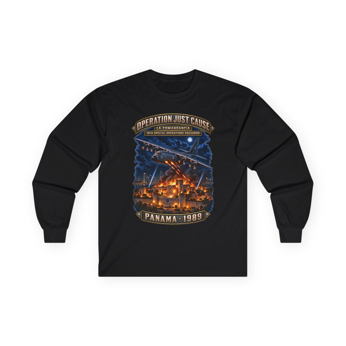 Unisex Ultra Cotton Long Sleeve Tee - SOF - 16th SOS - Panama Invasion 1989 - La Comandancia - 3D - Enhanced