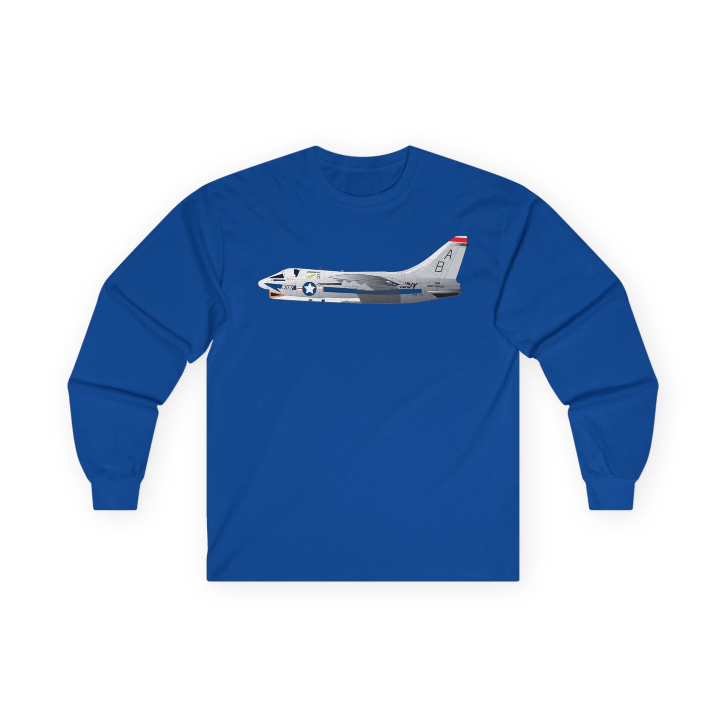 Unisex Ultra Cotton Long Sleeve Tee - Aircraft - Navy - A-7B Corsair II - Side X 300