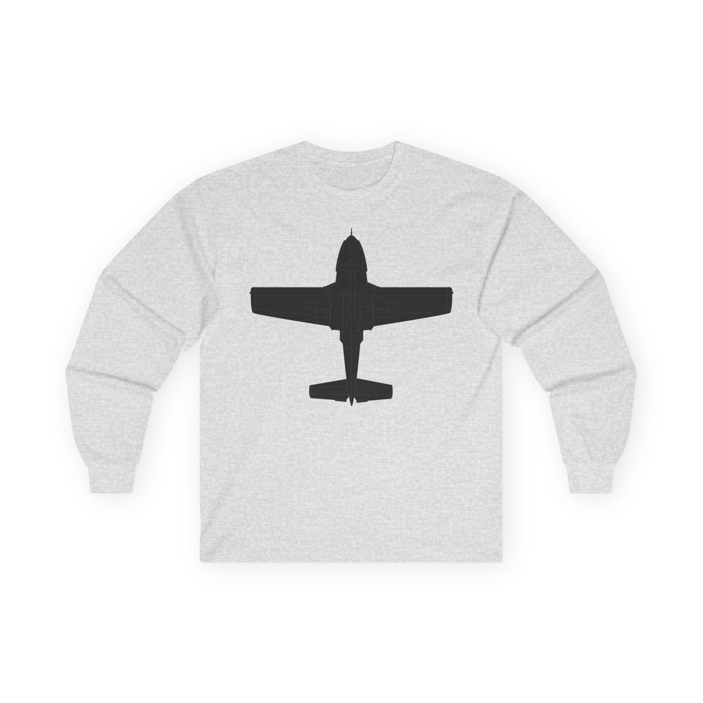 Unisex Ultra Cotton Long Sleeve Tee - Aircraft - T-37-Trainer - Bottom - Black - Metal X 300