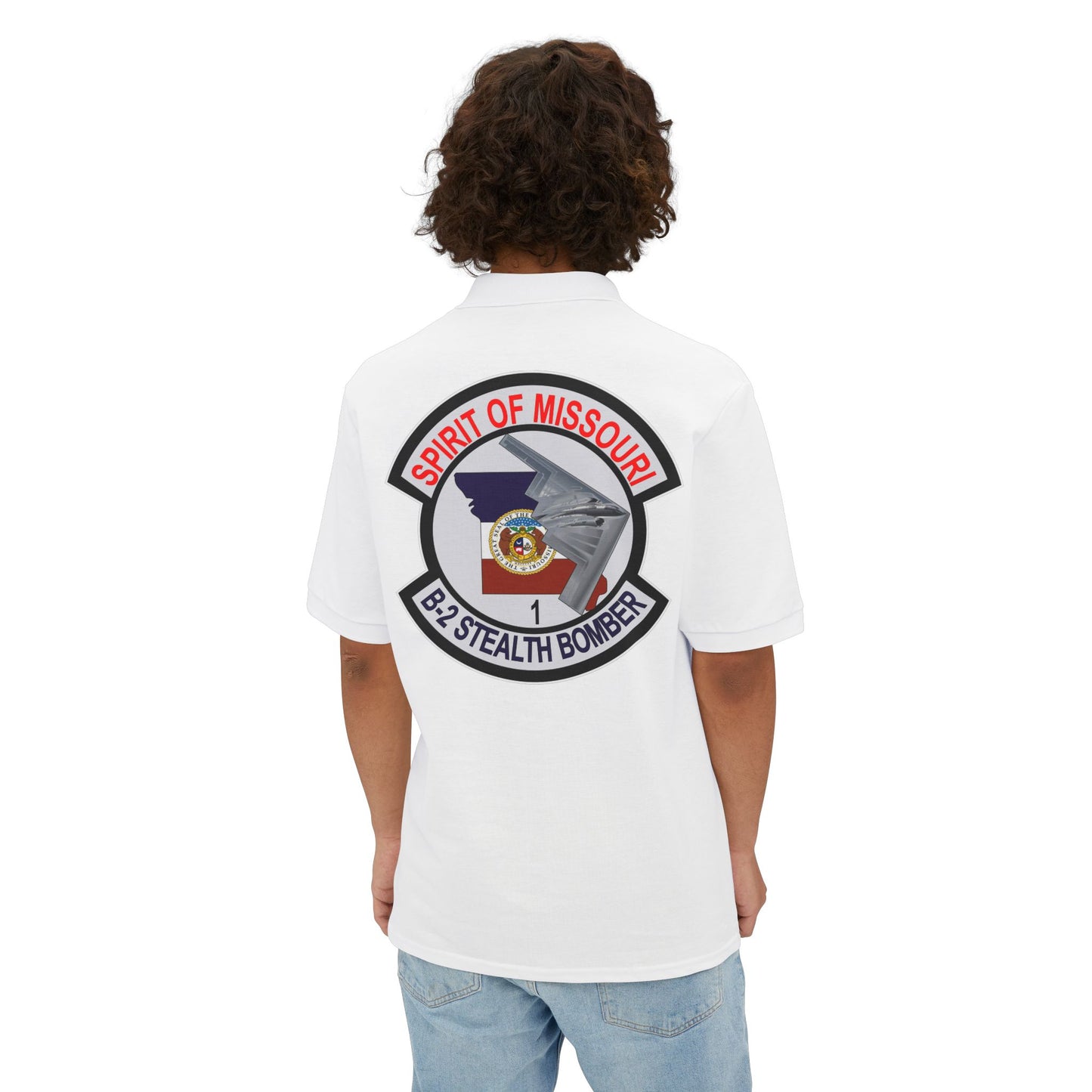 Men's Piqué Polo - USAF - B2 - Spirit of Missouri - Stealth Bomber wo Txt