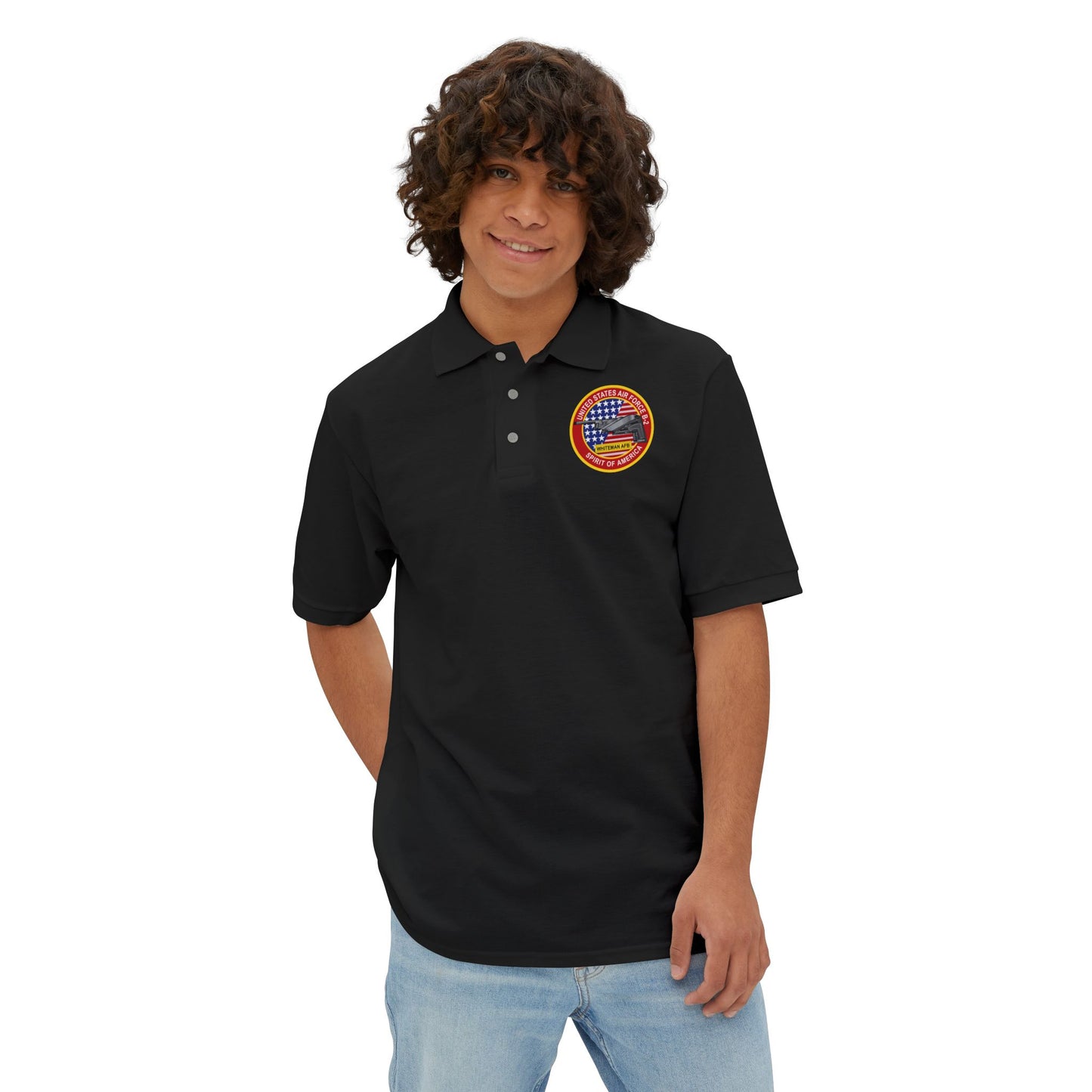Men's Piqué Polo - USAF - B2 - Spirit - Stealth Bomber wo Txt