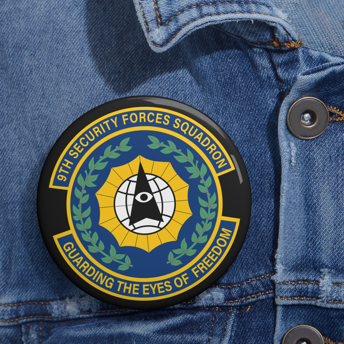 Custom Pin Button - USAF - 9th Security Forces Squadron wo txt X 300