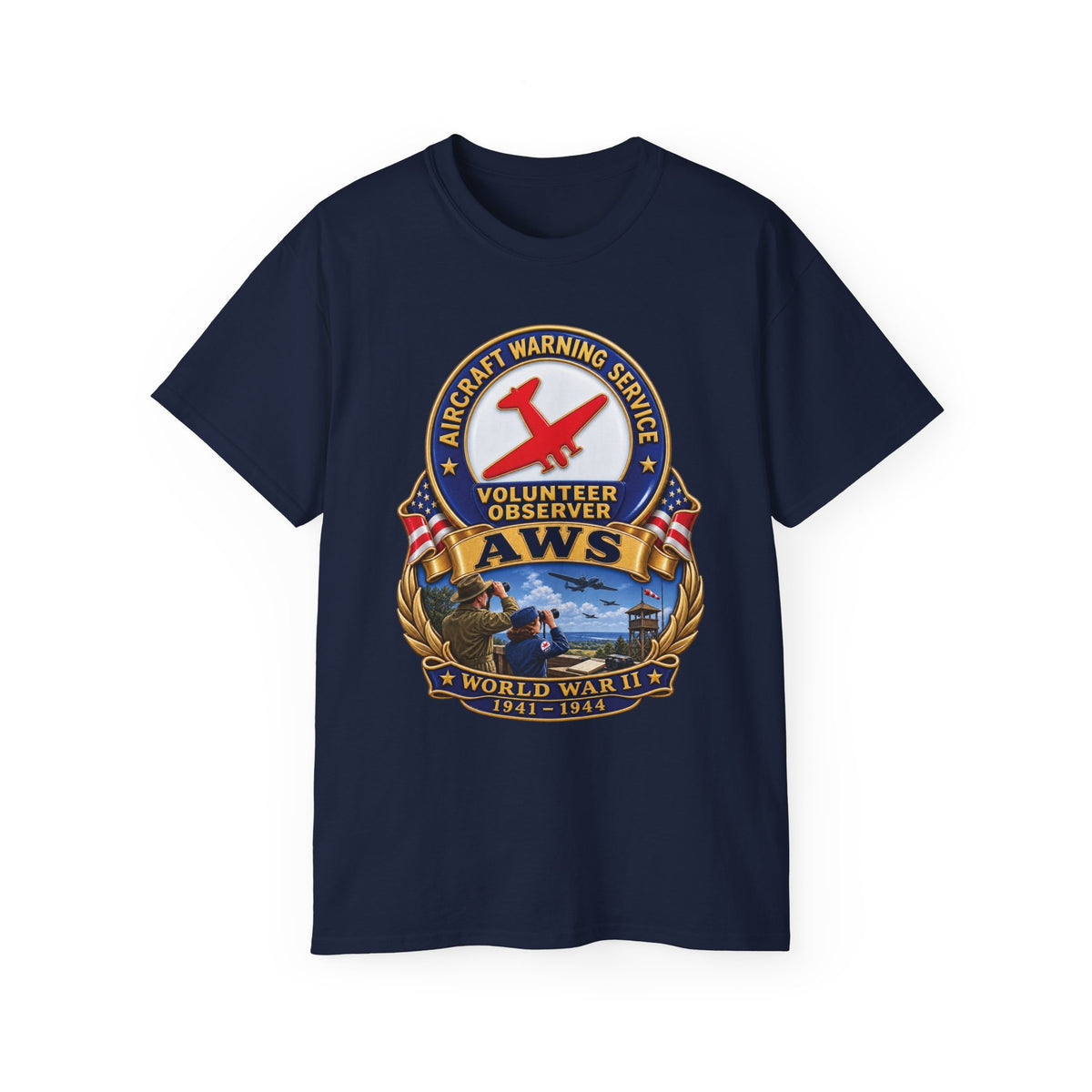 Unisex Ultra Cotton Tee - Aircraft Warning Service (AWS) WWII - 3D - Enhanced