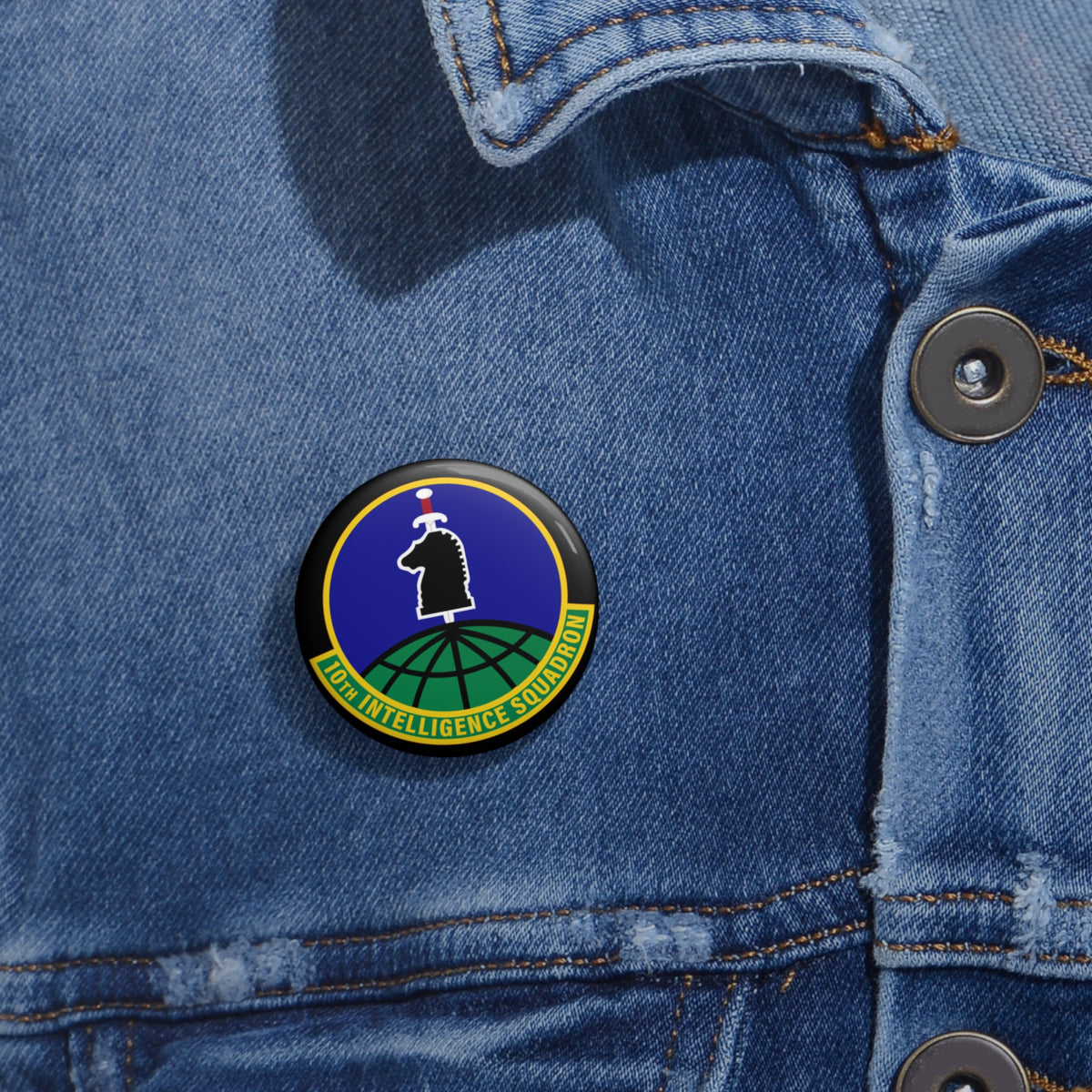 Custom Pin Button - USAF - 10th Intelligence Support Sq wo txt