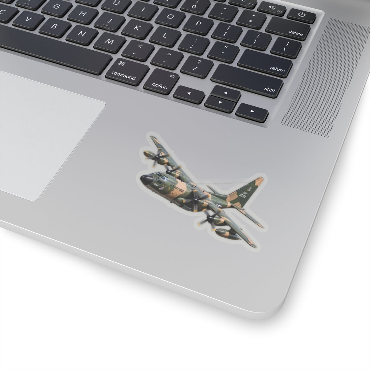 Kiss-Cut Stickers - C-130  Aircraft - Camo - Steep Left Bank Climbing Turn