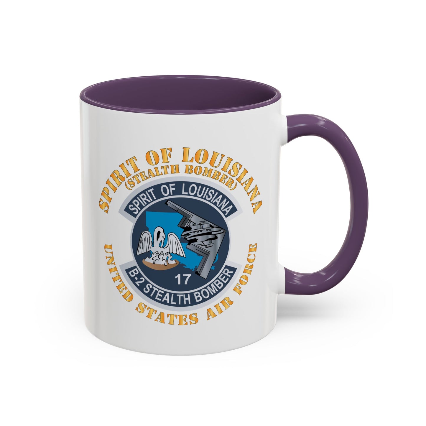 Accent Coffee Mug (11oz & 15oz) - USAF - B2 - Spirit of Louisiana - Stealth Bomber X 300