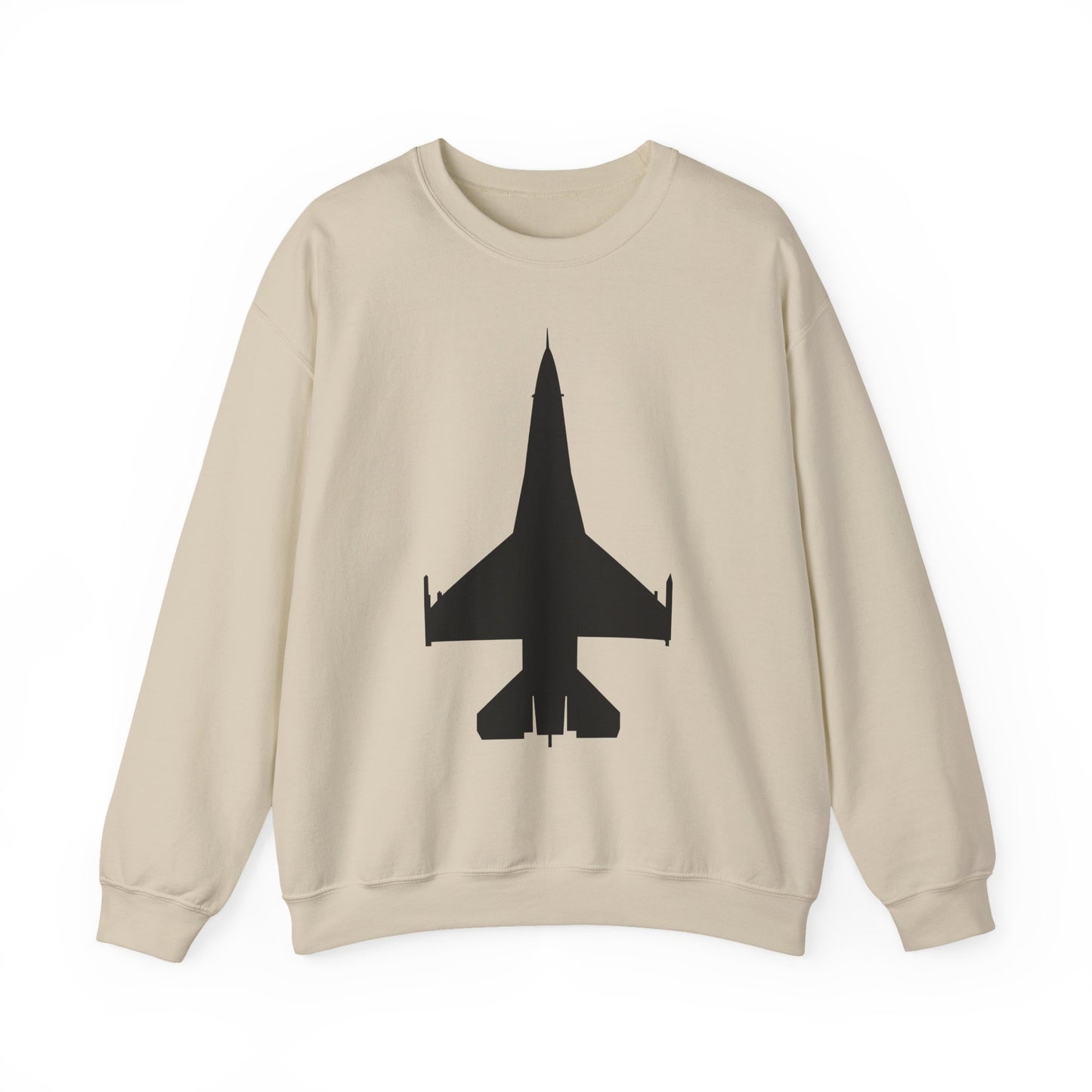 Crewneck Sweatshirt - Aircraft - F-16 -Top - Black wo Txt X 300