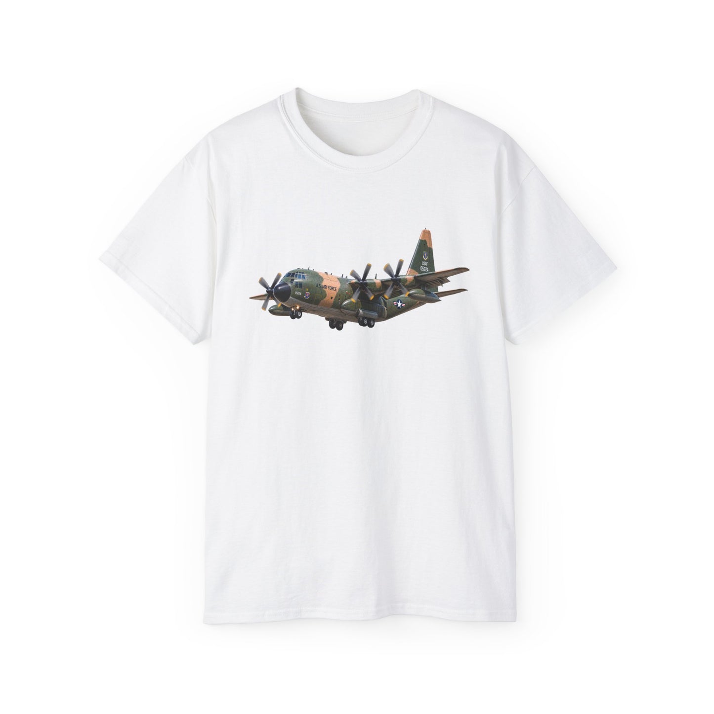 Unisex Ultra Cotton Tee - C-130  Aircraft - Camo - Landing - Approach