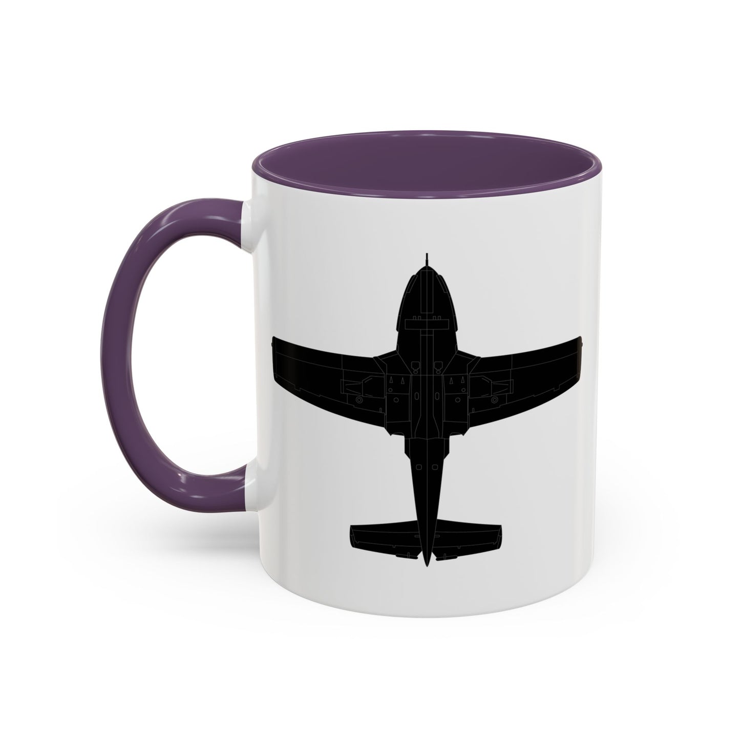 Accent Coffee Mug (11oz & 15oz) - Aircraft - T-37-Trainer - Bottom - Black - Metal X 300