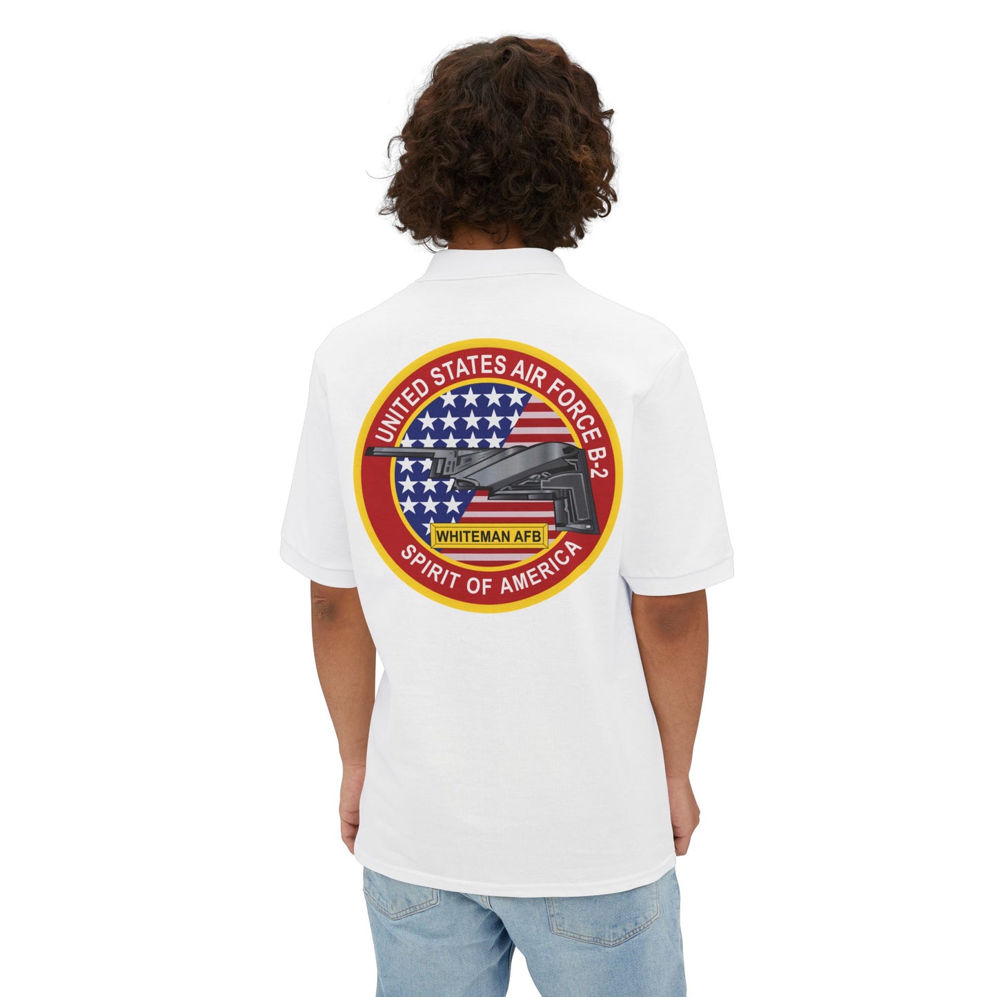 Men's Piqué Polo - USAF - B2 - Spirit - Stealth Bomber wo Txt