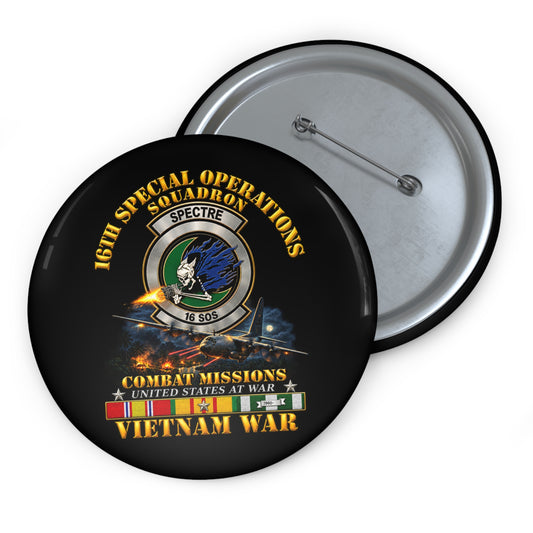 Custom Pin Button - SOF - 16th SOS - Combat Missions w VN SVC - 3D - Enhanced