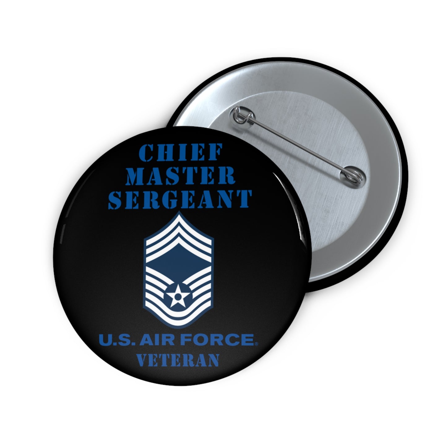 Custom Pin Button - USAF - Chief Master Sergeant (E9a) - 2020 - Veteran