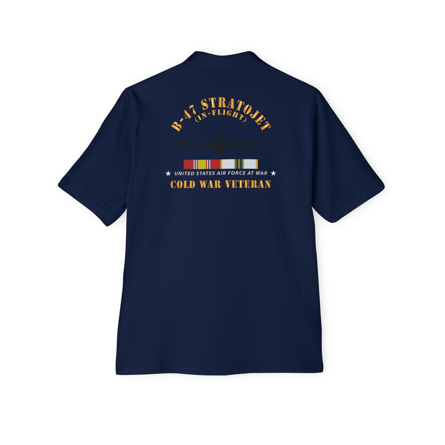 Men's Piqué Polo - USAF - B-47 Stratojet - In Flt - Silhouette - Cold War Veteran X 300