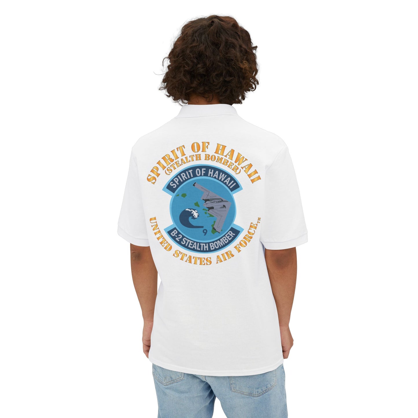 Men's Piqué Polo - USAF - B2 - Spirit of Hawaii - Stealth Bomber X 300